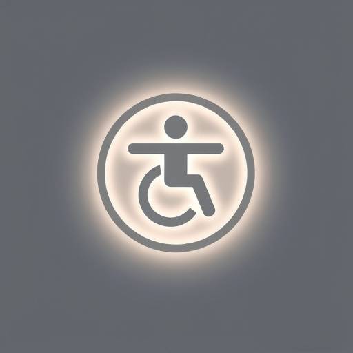 Accessibility icon, depicting a person with outstretched arms within a circle, symbolizing inclusion and accessibility